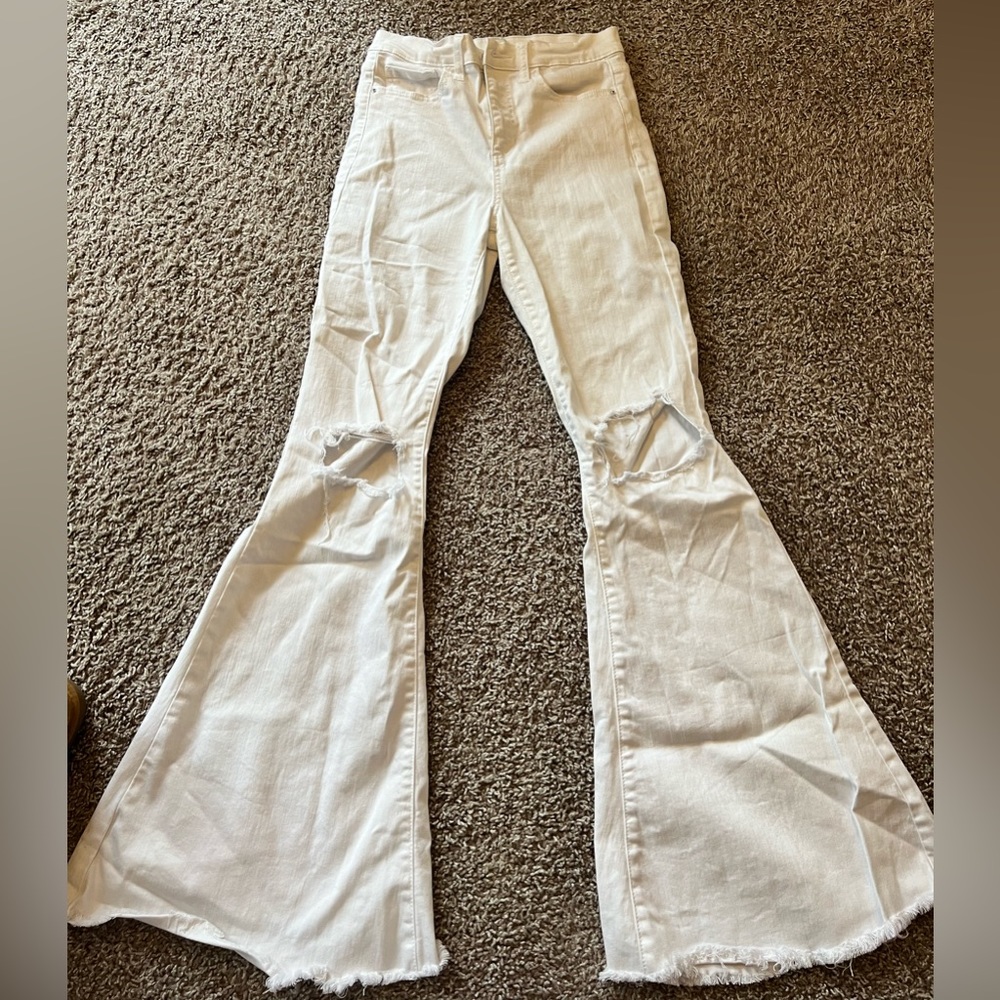 Flared white jeans
